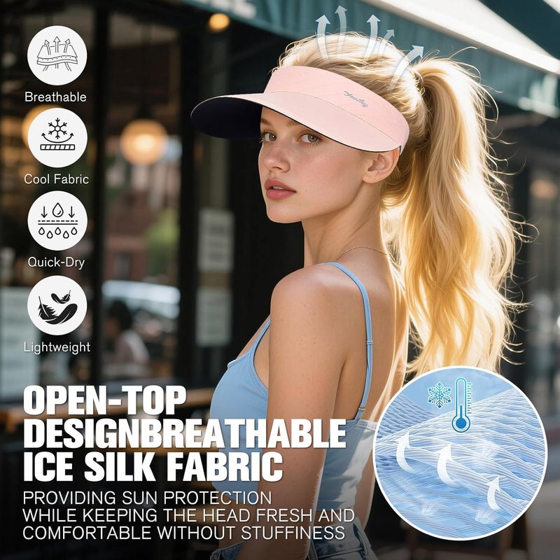 YANIKY Sun Visor for Women Wide Brim Summer UPF50+ UV Protection Seamless Sun Hats Foldable Beach Cap - Image 5